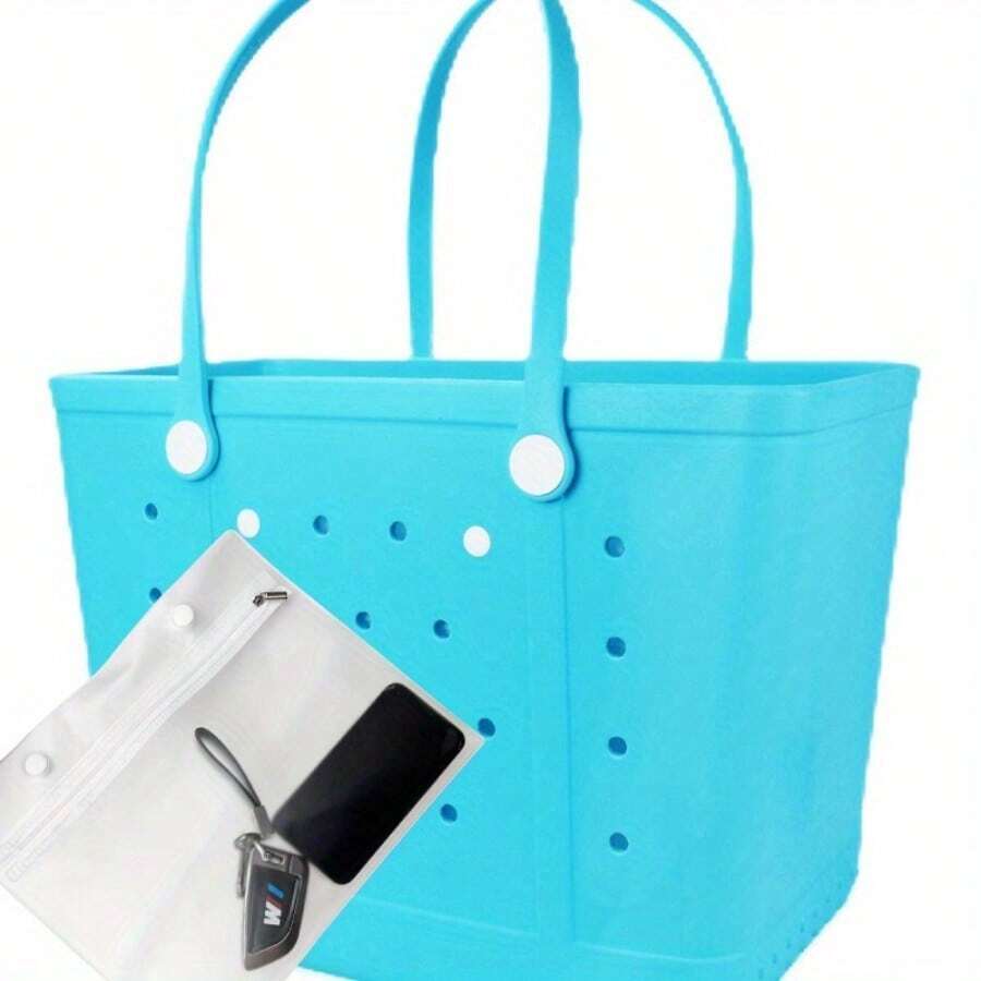[Rubber Beach Bag] Extra Large Rubber Beach Bag Tote Bag | For Women Large Sandproof Travel Tote Bags For Beach Outdoor Sports - 水球 - 查看 1