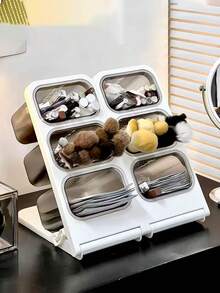 2件套化妆品收纳套装，含3个小收纳盒，置于置物架上，可用于浴室收纳整理、牙刷牙膏架、沐浴露收纳篮、桌面收纳、化妆品收纳、浴室置物架、情人节礼物、返校用品、文具收纳、口红香水架、桌面配件、家居装饰、礼品 - 彩色 - 查看 5