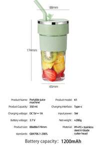 便携式榨汁机、迷你果汁杯、奶昔和碎冰机，适合家庭、学生宿舍和户外使用