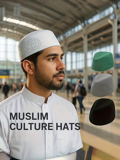 1pc Men's Traditional Islamic Prayer Cap | Breathable Mesh Kufi Hat, Elegant Green Color Option, Lightweight And Cool, Suitable For Summer, Indoor/Outdoor Prayer, Casual Wear