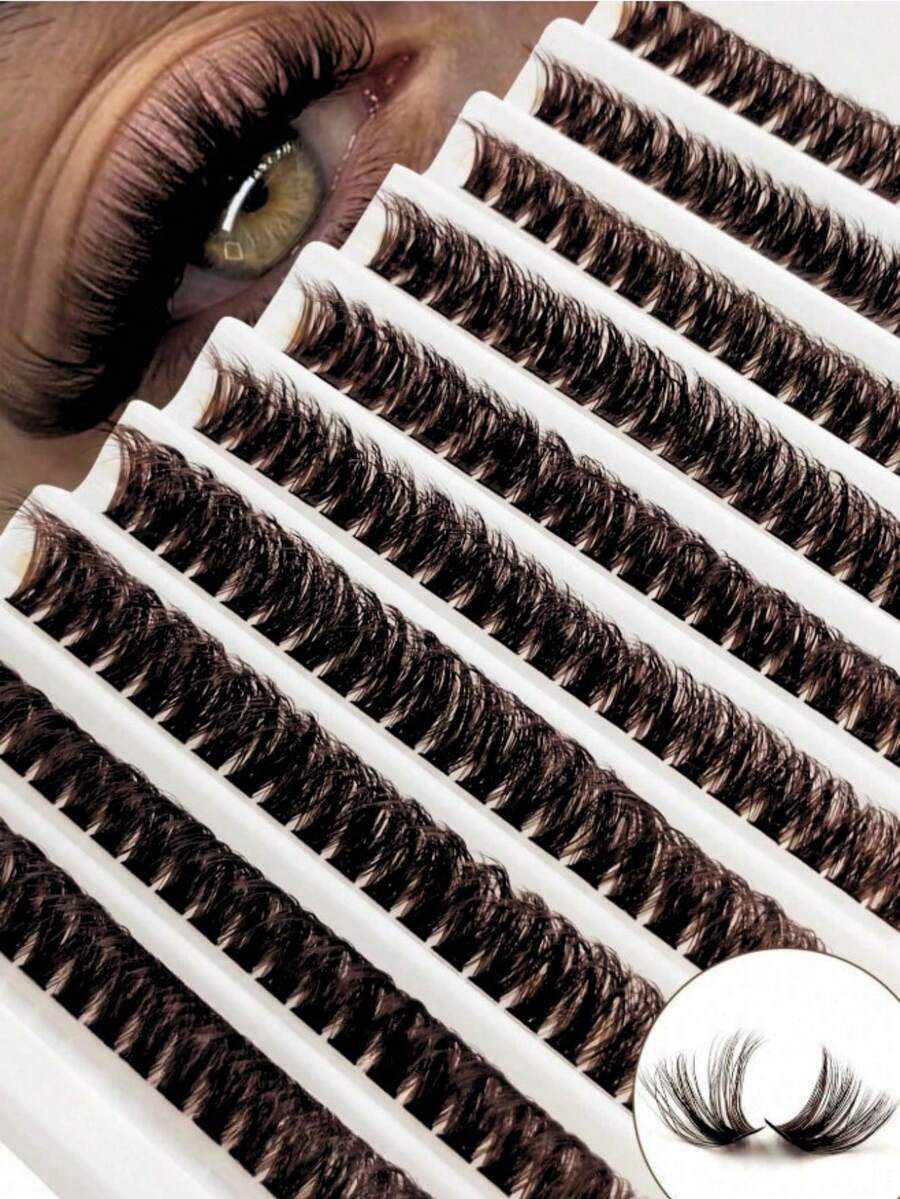 200 Stück D-Curl dicke schwarze Einzelwimpern, 80D-Curl, 9-16mm gemischte Länge, flauschig natürlich, weich & leicht, DIY Wimpernverlängerung, geeignet für den Alltag, Hochzeit, Date, Party, Musikfestival und andere Anlässe. Wimpernbüschel, einzelne Kunstwimpern, Kunstwimpern - D - Übersicht 1