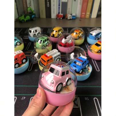 12件/套惊喜扭蛋玩具车，合金迷你汽车/消防车模型，带滑动功能，汽车爱好者收藏玩具，圣诞节/万圣节/复活节礼物 - [随机颜色扭蛋盒]