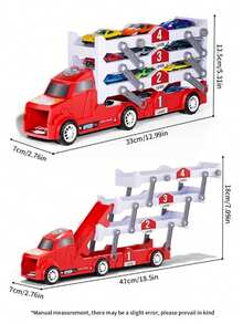 Red & Blue Metal Early Childhood Toy Set, Container Truck Warehouse Slide With Eject/Retract Function, 8 Random Mini Cars, Educational Gift For Halloween/Christmas/Birthday - Multicolor - View 13
