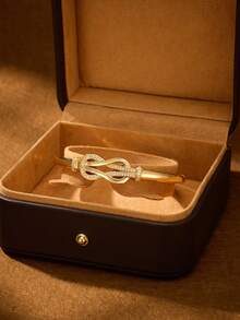 1/2/3 Pieces Fashion Classic Synthetic Synthetic Zirconia Jewelry With Interlocking Ring Clasp Design Plated 18k Gold Women Bracelets With A Diameter Of 60mm That Can Be Opened, Suitable For Women's Daily Wear, Excluding Box - Interlocking Bracelets - View 4