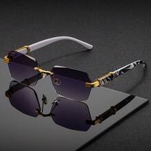 男女通用多边形无框眼镜，撞色纹理镜腿，时尚百搭，适合日常通勤、办公和阅读。 - 彩色 - 查看 9