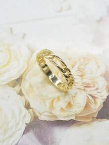 1枚极简链戒指，送给男友、父亲、情人节、圣诞节、感恩节的珠宝礼物 - 金色 - 查看 3