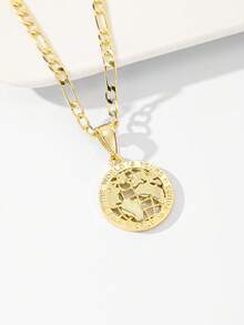 1pc European & American Classic Copper Lucky Element Guardian Light Limited Edition Pendant Necklace, Suitable For Christmas/Thanksgiving/Halloween/Mother's Day/Valentine's Day Couples/Friends/Godparents Gift, Catholic First Communion, Gift, Daily & Holiday Wear Prayer - Yellow Gold - View 5