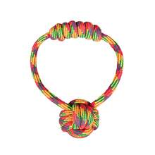 1pc Colorful Handmade Woven Rope Knot Toy, Dog Boredom Buster, Rope Knot Ball Handle, Dog Chew Teeth Cleaning Toy, Suitable For Medium & Small Dogs, Interactive Self-Entertainment Pet Toy, Suitable For Tug-Of-War, Throwing Games, Consume Dog Energy And Exercise - Multicolor - View 10