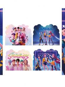 asmodee 4款10张可爱卡通动漫主题派对邀请卡，动漫人物贺卡，K-POP主题派对邀请函 - 彩色 - 查看 2