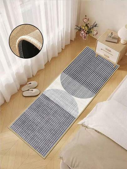 3.5mm Thick Rubber Linen Kitchen Mat, Striped Patchwork Style Absorbent Kitchen Rug, Edged Carpet To Prevent Peeling, Water-Absorbing And Easy To Clean Mat, Linen Surface With Sponge Middle And Rubber Bottom, Suitable For Kitchen, Bathroom, Laundry Room, Hallway, Living Room And Other Occasions