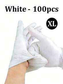 100/50/4只装 白色无粉丁腈一次性手套，不含乳胶，家用清洁手套，适用于家庭清洁、美发沙龙、宠物美容、DIY手工、浴室和厨房清洁（袋装） - 白色 - 查看 20
