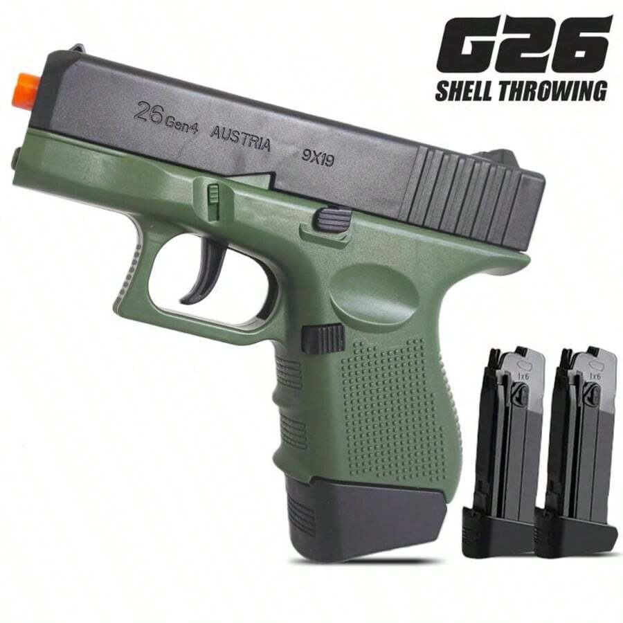 Soft And Springy Toy Gun - Semi-Automatic Pressure Shooting, Toy Gun With Shell Ejection Function, Suitable For Christmas And Birthdays - 綠色 - 查看 1