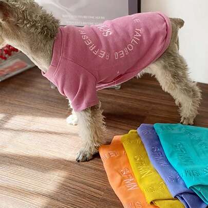 Áo thun ngắn tay nhiều màu sắc cho chó nhỏ - Áo thun dệt kim cotton mềm mại cho thú cưng với chữ thêu, quần áo thoáng khí co giãn phù hợp cho chó Schnauzer/Poodle/Bichon Frise và các giống chó nhỏ khác, trang phục thường ngày thời trang cho trong nhà, đi dạo ngoài trời và các hoạt động của thú cưng.