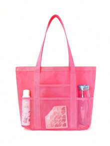 1 Piece Summer Simple Mesh Holiday Beach Bag Multi-Pocket Large Capacity Waterproof Shoulder Tote Bag Suitable For Multiple Scenes, Swimming Storage Bag, Travel, Vacation, Beach, Shopping Bag Mother'S Day Gift Summer Beach Bag For Mom , Beach Bag - 彩色 - 查看 5