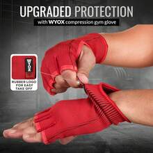 Vendas de Boxeo Hombre y Mujer, Guantes Interiores de Medio Dedo con Vendas elásticas para Proteger los puños, Ideales para Muay Thai, Kickboxing, MMA y Artes Marciales Mixtas - Rojo - Ver 6