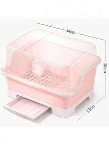 A Multi-Functional Tableware And Bowl Rack, A New Autumn/Winter Kitchen Storage Rack For Household Countertop Dishes With A Flip-Top Lid For Draining. Includes A Random Colored Lidded Dish Drainer, A Dustproof Kitchen Tableware Rack, And A Large-Capacity Household Organizer. - Multicolor - View 5