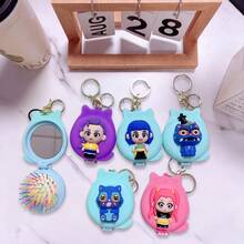 Mattel KPOP 女团宠物老虎可折叠化妆镜钥匙扣，KPOP 主题造型梳可折叠便携手持镜，适合旅行 - 彩色 - 查看 4