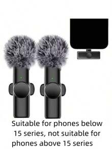Wireless Lavalier Microphone With Type-C Interface, Plug And Play, 2.4G Ultra-Low Latency, Built-In Noise Cancellation Chip, Suitable For Video Recording, Interviews, Podcasts, Vlogs, 50mAh Rechargeable Battery - Black - View 13