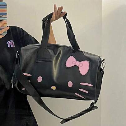 1 pieza Bolso de tote de gran capacidad de , accesorios de decoración de dibujos animados lindos, bolso de hombro de gato, bolso de almacenamiento de juguetes, regalo de viaje (patrones parciales aleatorios), bolso grande de dibujos animados de , bolso de hombro, bolso bandolera, piel sintética negra, patrón de gato lindo, bolsa de gimnasio portátil, bolso de viaje bandolera, moda, regalo de cumpleaños de vuelta a la escuela para estudiantes, regalo de fiesta de vacaciones, mejor para Navidad, Acción de Gracias y Halloween