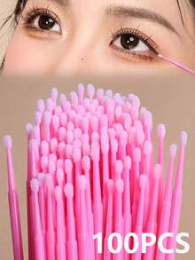 300/200/100pcs Disposable Micro Brushes, Micro Lash Brushes, Micro Lash Curler Brushes, Micro Fiber Lash Brushes, Made Of Micro Fiber Material, Suitable For Lash Extension And Makeup (Brush Head Diameter: 2.0mm), Can Also Be Used As Eyebrow And Eyeshadow Brushes. - Pink - View 13