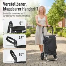 3-In-1 Folding Shopping Trolley With 40L Capacity, Load Capacity Up To 25kg, With Refrigerator Compartment, Black - Black - View 2