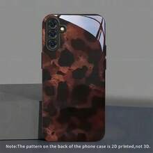Brown And Black Mottled Pattern Phone Case, Premium Glass Material, Compatible With S25, S24, S23, S22, S21, S20, And A-Series Models, Compatible With IPhone 17, 16, 15, 14, 13, 12, 11 Pro Max, Perfect For Valentine's Day Gifts. - 黑色 - 查看 1