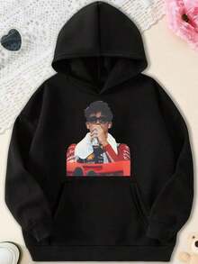 Charles  Hoodie, F1 Merch, F1 Hoodie, Charles  Hoodie,  F1 Hoodie,Art Inspired F1 Racing Charles  Vertical Car & Name Graphic Hooded Sweatshirt, With Dynamic Racing Detail, Casual Wear Top Suitable For Spring Autumn Winter Machine Wash For Leisure And F1 Racing Events Including Sweatshirt Plus Size Clothesclearance  For Women - 黑色 7 - 查看 1