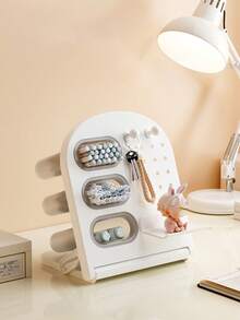 1pc Pegboard Storage Box, Student Desk Stationery & Miscellaneous Organizer, Vanity Makeup Brush & Lipstick Holder - Multicolor - View 12