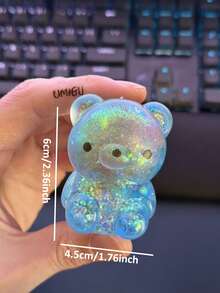 1个闪亮水晶玻璃熊，墨西哥钝口螈造型，柔软缓慢回弹，粘性减压玩具，旅行便携指尖挤压玩具，手感柔软，适合所有年龄段自闭症人士，理想的节日礼物，趣味可爱小玩意，生日礼物 - 彩色 - 查看 32