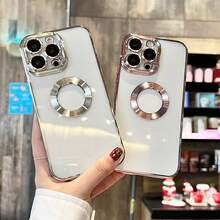 1pc Luxury Electroplated Hollow Transparent Lens Film Soft Silicone Protective Case With Cooling Holes And CD Pattern For IPhone 16 Pro/16 Pro Max/16 Plus/16/15 Pro/15 Pro Max/15 Plus/15/14 Pro/14 Pro Max/14 Plus/14/13 Pro/13 Pro Max/13/12 Pro/12 Pro Max/12/11 Pro Max/11/11 Pro - Green - View 8