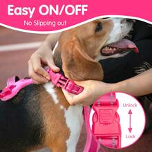Breathable Dog Harness, Front & Back D-Rings, Choke-Free, Padded Oxford Cloth Pet Vest - Hot Pink - View 5