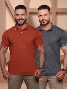 Kit Of 2 High Quality Polo Shirts 100% Cotton Men's Basic T-Shirt Autumn Spring Spring/Autumn Summer Winter All Spring/Summer Autumn/Winter Spring/Summer/Autumn Regular Fit Christmas Thanksgiving Valentine's Day Pride Month Teacher's Day Father's Day Polo Shirt - 土和鉛 - 查看 7