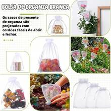 Kit Of 10/25/50/100 Units 7x9 9x12 10x15 13x18 Bags, Organza Tulle Bags, White Bags, Party/Wedding - 白色 - 查看 5