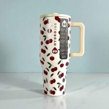 Hydro Jug 40oz Original Traveler 32 Oz/40 Oz Water Bottle With Handle & Flip Straw - Fits In Cup Holder, Leak Resistant Tumbler-Reusable Insulated Stainless Steel & Rubber Base - Gifts For Women & Men - cherry-40oz - 查看 1
