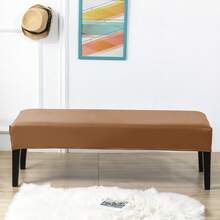 1pc Stretchable PU Waterproof Bench Cover, Suitable For Home Decor, Machine Washable, Modern Style Bench Slipcover, Elastic PU Dining Bench Seat Cover For Bedroom, Living Room, Kitchen, Protects Chair Bench Piano Bench Seat Covers, Removable - Multicolor - View 8