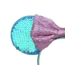 Disney 1个闪亮可爱美人鱼公主迪士尼卡通米奇主题大耳朵亮片发箍，学生派对服装舞会角色扮演城堡主题公园装饰发饰 - 薄荷綠 - 查看 3