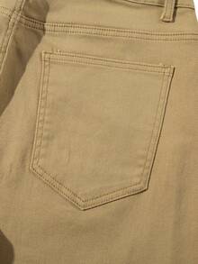 Men's Fashionable American Casual Skinny Stretch Slim Fit Cropped Jeans - Khaki - View 4