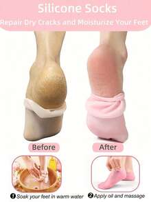 1 Pair Silicone Gel Moisturizing Foot Socks - Unisex High Elasticity Hydrating Repair Cracked Heels Rough Skin Soft Callus Removal | Relieve Stress Moisture-Wicking Anti-Slip Foot Care Socks, Reusable Sleeping Socks For Home Foot Massage And Daily Wear - Multicolor - View 7
