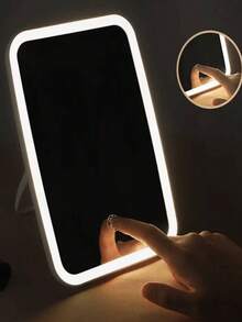 1pc LED Makeup Mirror With Front Lights, 3 Lighting Modes Rechargeable Vanity Mirror, Modern Style With Battery Touch Control, Portable Foldable Makeup Mirror, Ideal For Everyday Use, Gifts For Women, Students, INS Style Design - Nhiều màu - Xem 6