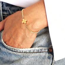 1pc Fashion Simple Cross Initial Golden Stainless Steel Chain Bracelets For Men - Yellow Gold - View 1