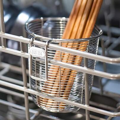 1pc Stainless Steel Wall Mounted Utensil And Knife Display Rack With Drainage Holes - Heavy Duty Space Saving Vertical/Fork/Spoon Holder, Dish Drying Rack, Hygienic Storage Shelf (For Small Spaces)