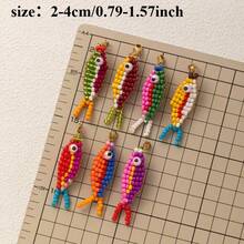 1pc Bohemian Style Colorful Beaded Small Fish Pendant |   Copper Plated Gold Plated, Suitable For Fashion Accessories Of Jewelry, Ideal For Daily, Party, And Vacation Occasions, For Teenager., For Teenager - 風格小魚 4 - 查看 10