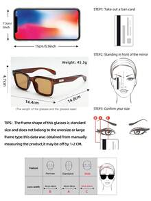 1pc Men's Retro Square Frame High-Quality Minimalist Business Fashion Glasses, Suitable For Parties, Casual, Travel, And Daily Wear - Tea Frame Tea Color Piece - View 2
