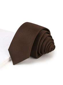 1pc Unisex 2.2" Narrow Tie, Minimalist Texture/Youthful Style, Multiple Colors Available, Suitable For Light Business And Casual Commuting Necktie - Caramel Brown - View 2