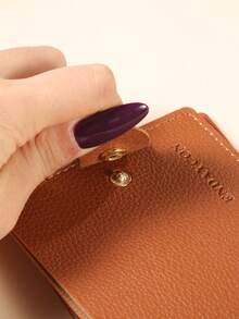 Women's Short Wallet, Multifunctional Minimalist Thin Snap Fold Coin Purse, Mini Compact - Brown - View 4