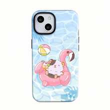 Estuche para teléfono Hamster Pool Party Compatible con estuches para teléfonos   17  16 Pro Max  15 Pro Max  13 y  12 Hecho de material 2 en 1 que brinda protección contra golpes y caídas Un regalo divertido para familiares, amigos, amantes, novios/novias y celebraciones de verano - Blanco - Ver 2