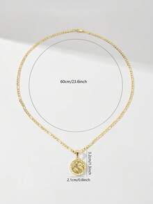 1pc European & American Classic Copper Lucky Element Guardian Light Limited Edition Pendant Necklace, Suitable For Christmas/Thanksgiving/Halloween/Mother's Day/Valentine's Day Couples/Friends/Godparents Gift, Catholic First Communion, Gift, Daily & Holiday Wear Prayer - Yellow Gold - View 7