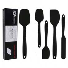5pcs Silicone Scraper Set - Seamless One-Piece Design, Non-Stick Rubber Scrapers, Kitchen Spatulas, Flexible & Convenient, Suitable For Baking, Cooking, Scraping And Mixing, Heat-Resistant And Dishwasher - Black - View 3