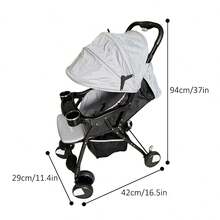 Baby Stroller For 0-24 Months With Sunshade, Lightweight And Portable, One-Button Quick Fold, Reclining Seat For Sitting Or Lying Down, Ideal For Boys And Girls, Daily Use And Outings - 灰色 - 查看 6