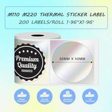 2 Inch Holographic Thermal Labels,Laser Round Thermal Printer Labels,140Pcs/Roll Printable Round Thermal Printer Labels Self-Adhesive Direct Thermal Label - Multicolor - View 5